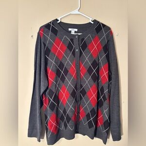 Croft & Barrow Argyle Patterned Cardigan Sweater